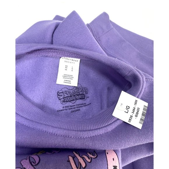 Purple SpongeBob Hoodie SquarePants and Patrick Flowers Sweatshirt Women’s Large - Picture 4 of 9